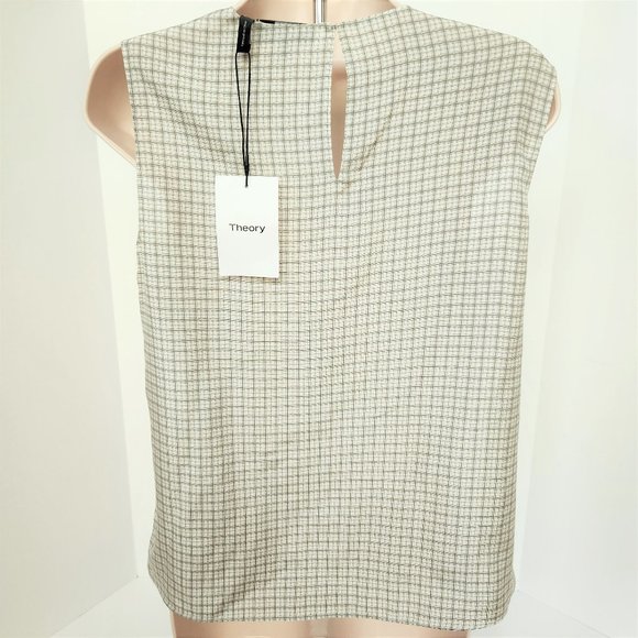 THEORY Grid Silk Shell Top, Petite - Picture 6 of 10